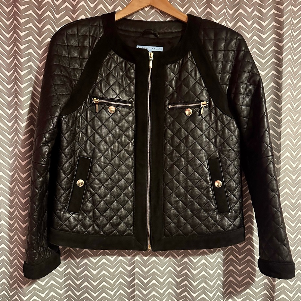 Antonio Melani | REAL Leather Quilted Jacket, Size S